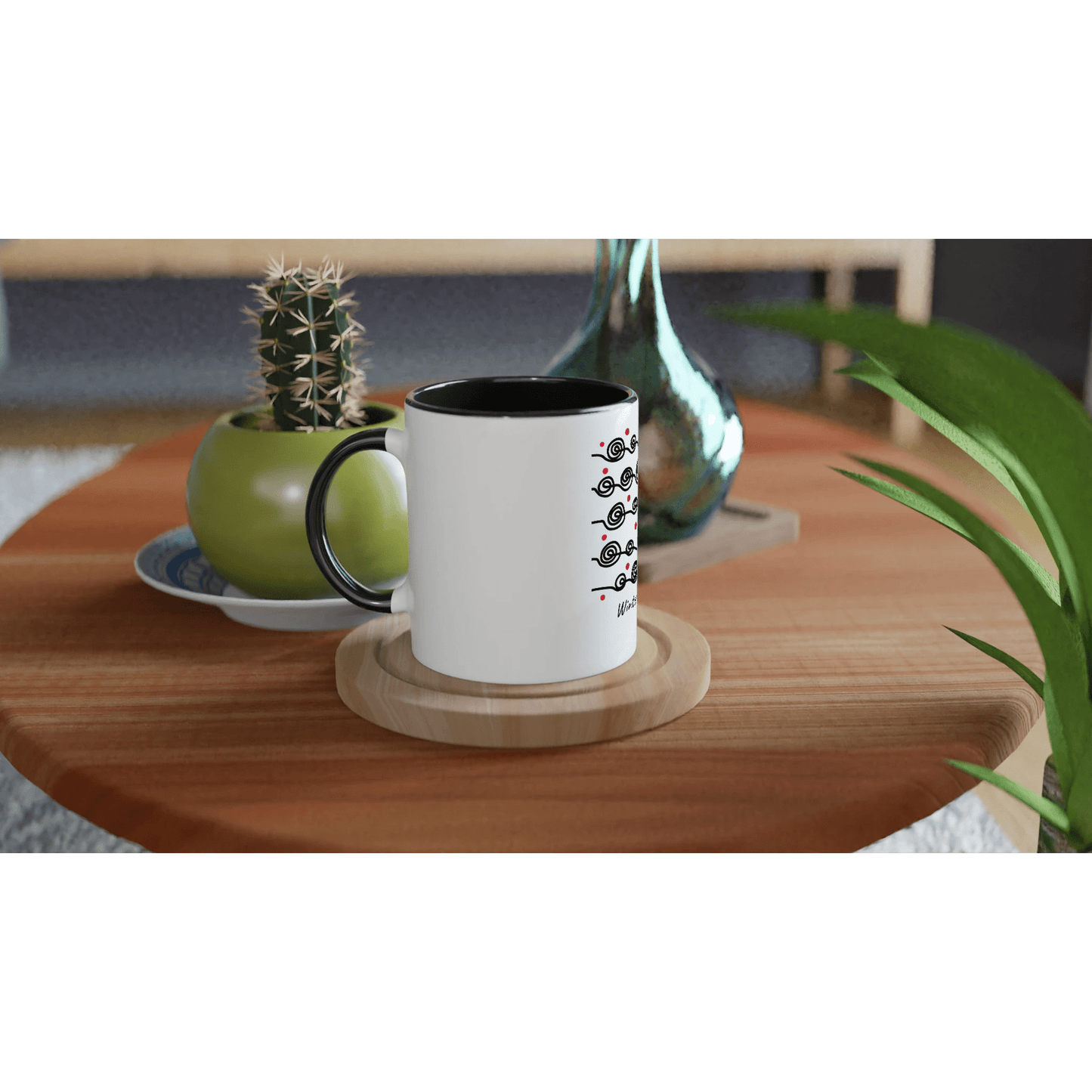 Glossy White 11oz Ceramic Mug with Colorful Rim – Dishwasher & Microwave Safe - Gobi Greening