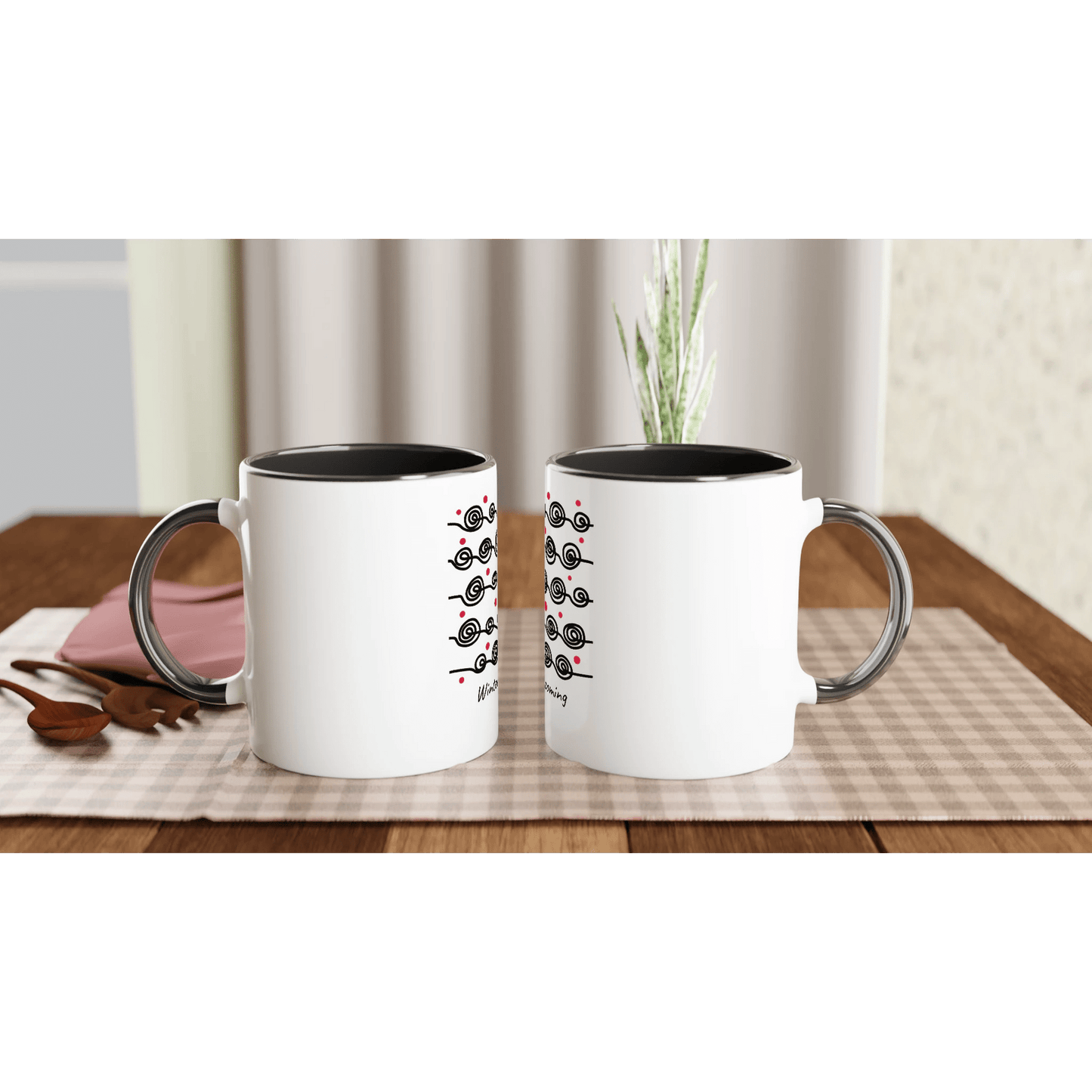 Glossy White 11oz Ceramic Mug with Colorful Rim – Dishwasher & Microwave Safe - Gobi Greening