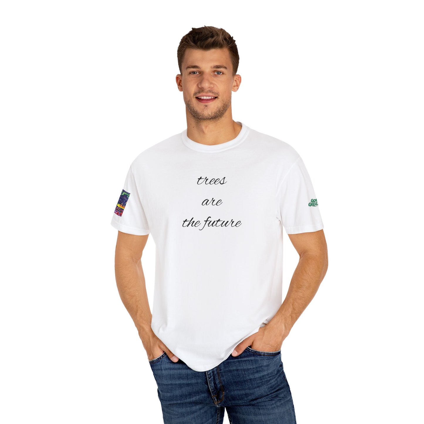 Eco - Friendly Tree Message T-shirt, Unisex T-shirt for Nature Lovers, Organic Cotton Tee, Gift for Earth Day, Sustainable Fashion - Gobi Greening