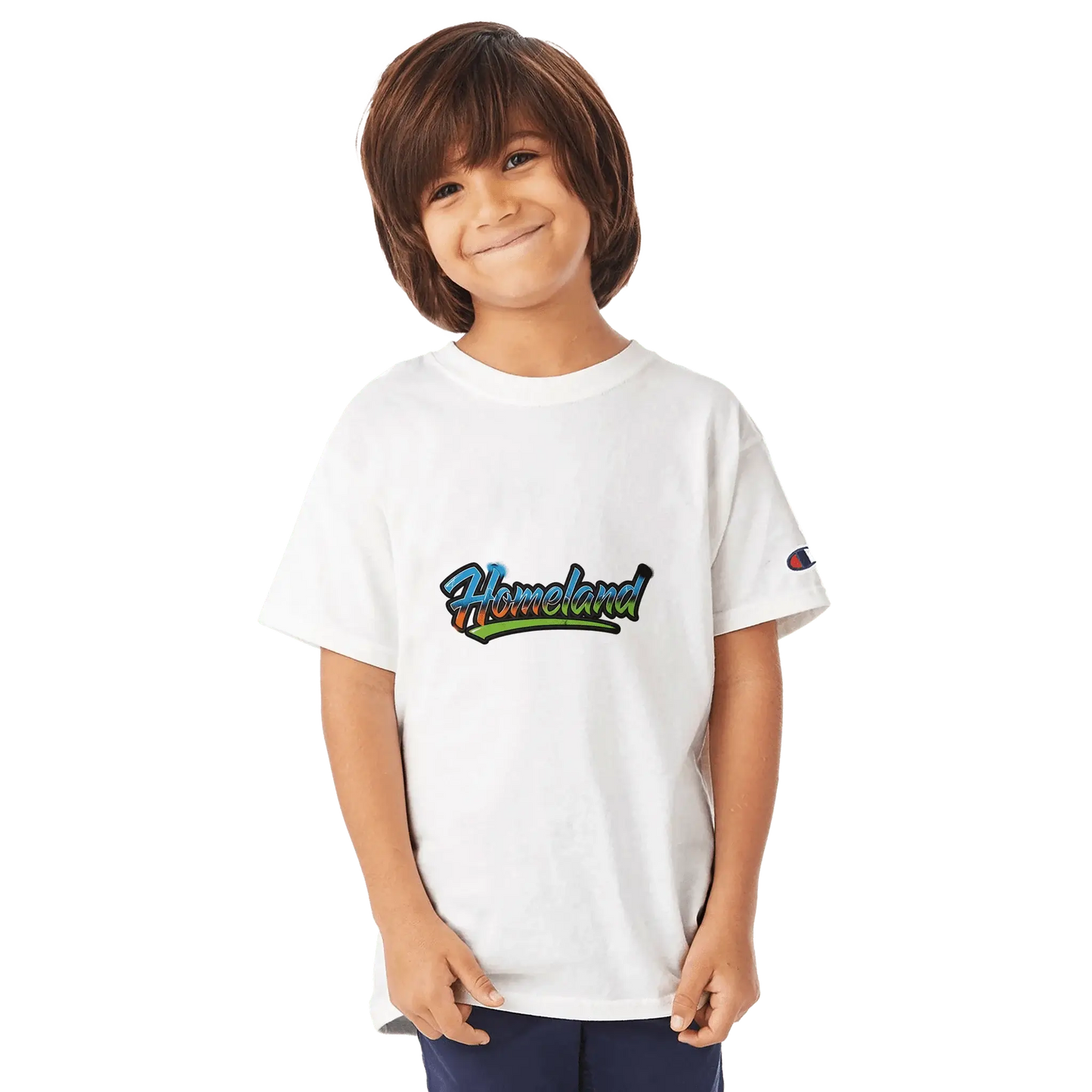 Kids Premium Crewneck T-Shirt | Champion T435 This Champion Kids' Long Sleeve T-shirt is a perfect blend of premium quality and a classic, comfortable design. Made from 100% cotton, this tee is both soft and durable, ready for all-day play. The double-nee