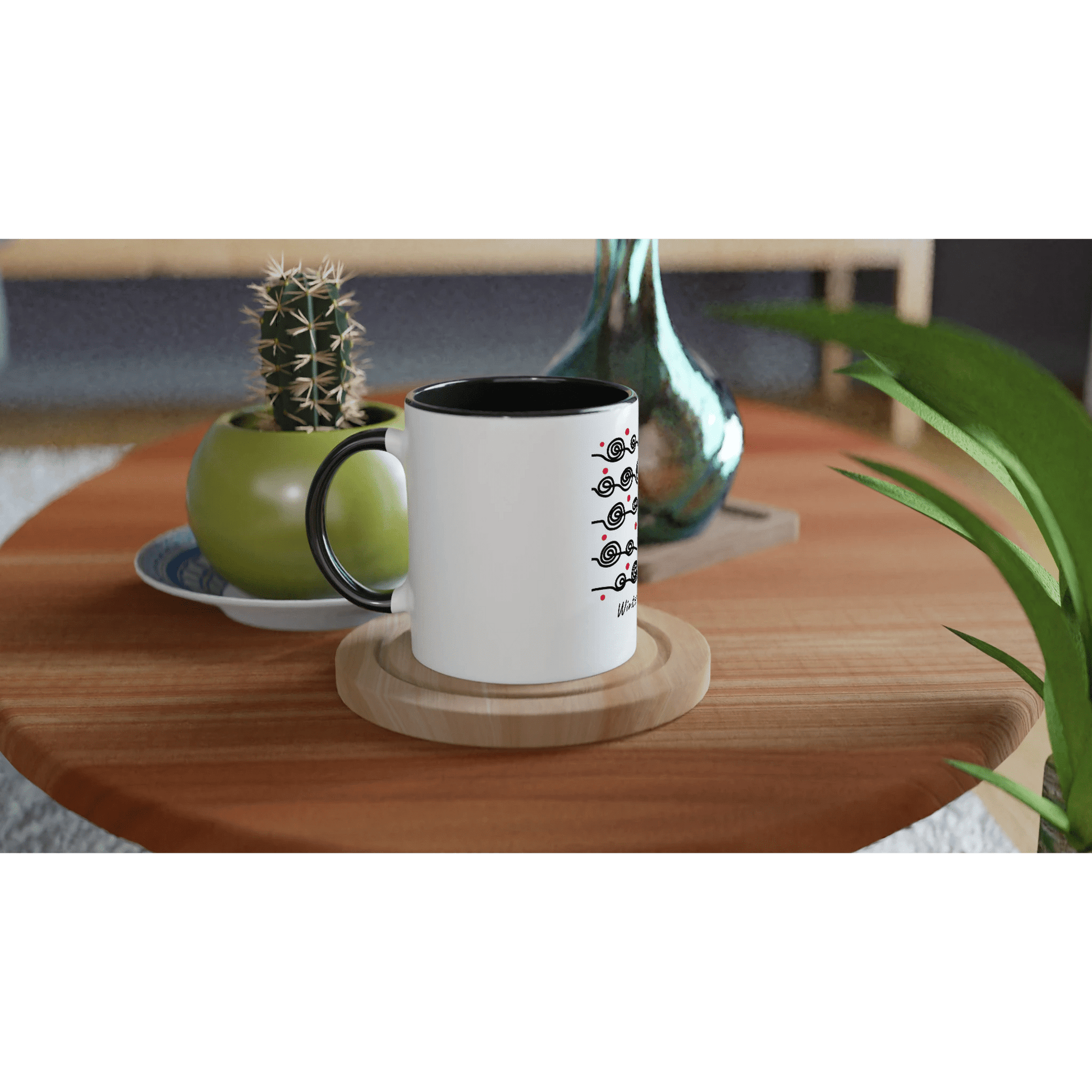 Glossy White 11oz Ceramic Mug with Colorful Rim – Dishwasher & Microwave Safe - Gobi Greening