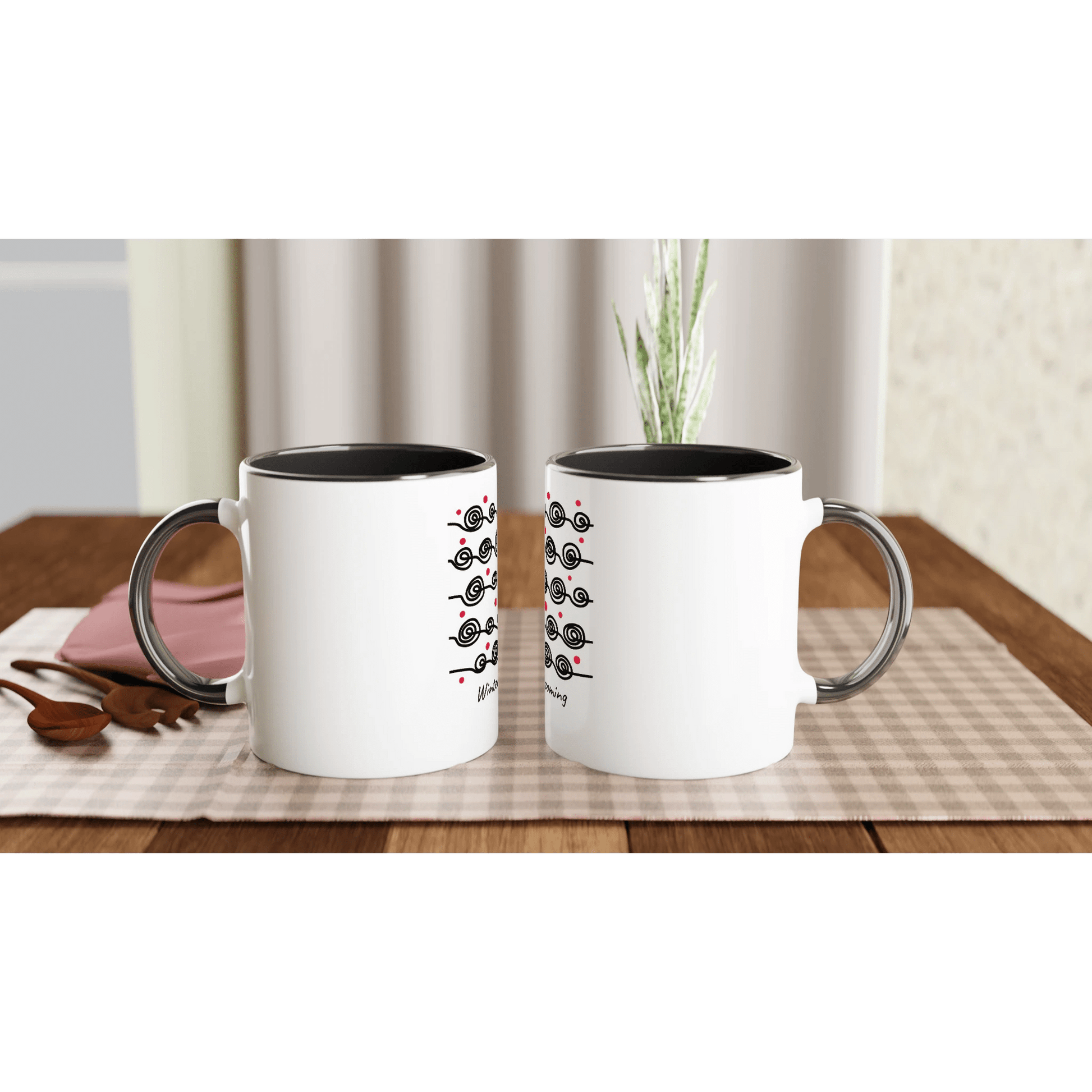 Glossy White 11oz Ceramic Mug with Colorful Rim – Dishwasher & Microwave Safe - Gobi Greening