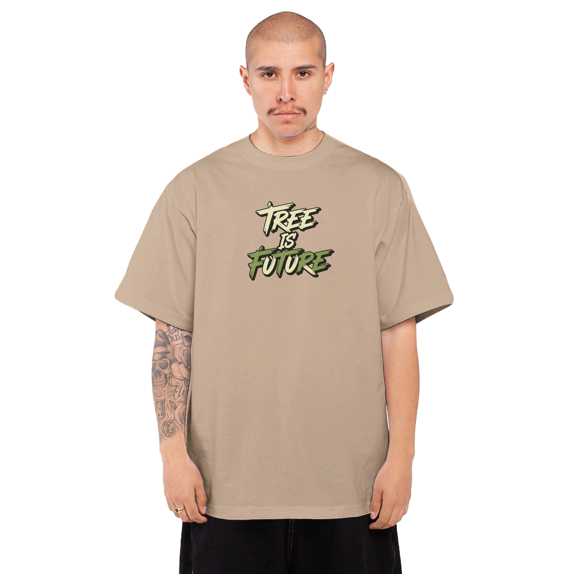 This tee plants a tree in the Gobi, Tree Is Future text on 