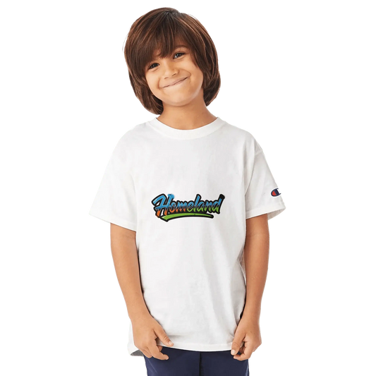 Kids Premium Crewneck T-Shirt | Champion T435 This Champion Kids' Long Sleeve T-shirt is a perfect blend of premium quality and a classic, comfortable design. Made from 100% cotton, this tee is both soft and durable, ready for all-day play. The double-nee